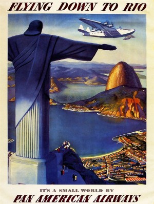 Flying down to Rio Travel Airline Advert Brazil by Plane Poster